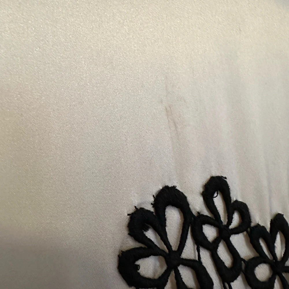 3.1 Phillip Lim cream and navy silk mini dress with black floral overlay- size 8 - Picture 10 of 12